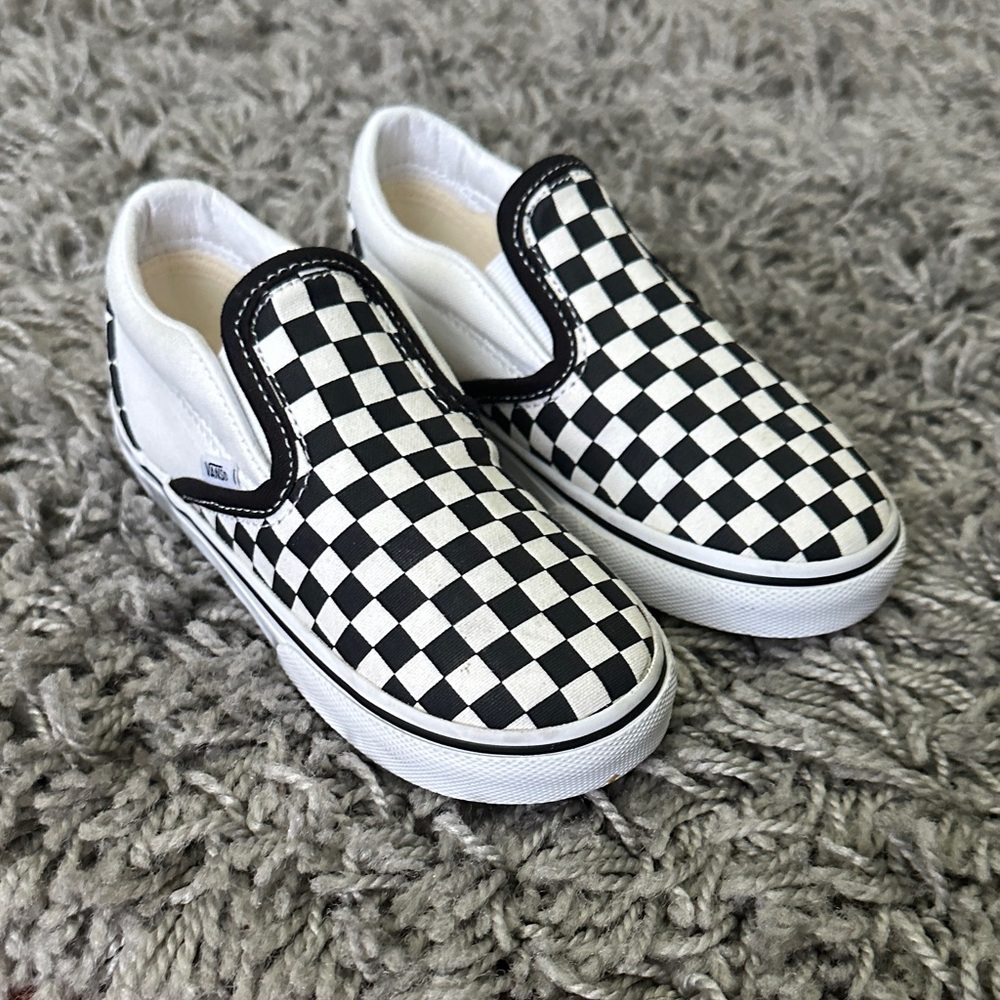 Vans Kids Black and White Checkered Slip-On